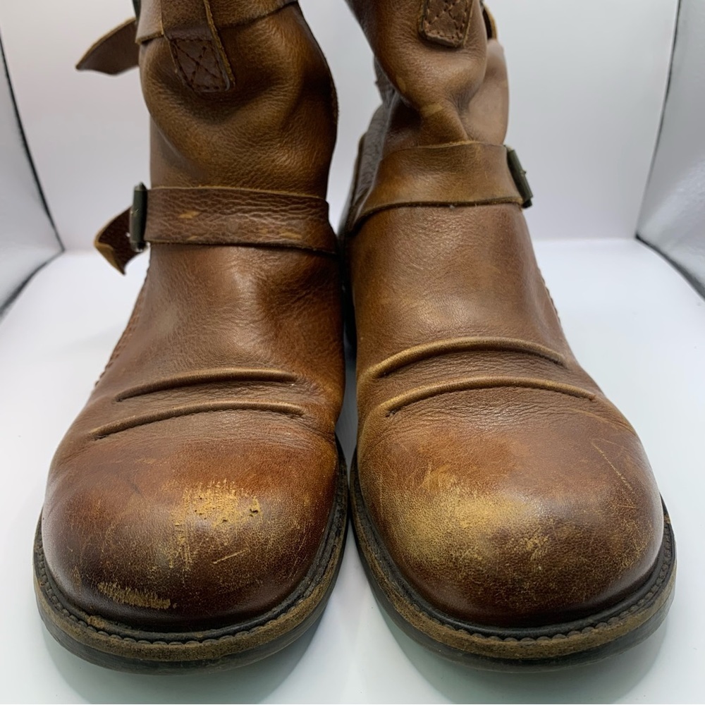 Kickers Women's Leather Brown Ankle Boots Zip-Up with Buckles Size 40 EU US 9.5 - Picture 10 of 11